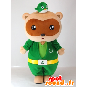 Mascot Yutapon Verde, mapache vestida de verde - MASFR27412 - Yuru-Chara mascotas japonesas