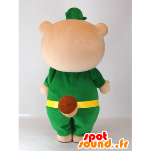 Yutapon grön maskot, tvättbjörn klädd i grönt - Spotsound maskot