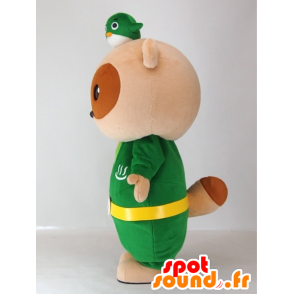 Yutapon Green maskot, vaskebjørn klædt i grønt - Spotsound