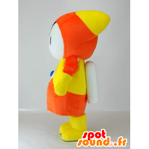 Energy-kun maskot, orange och gul man med en jet-pack -