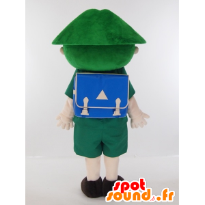 Boy Maskottchen in einer grünen Uniform mit einer Schultasche gekleidet - MASFR27414 - Yuru-Chara japanischen Maskottchen