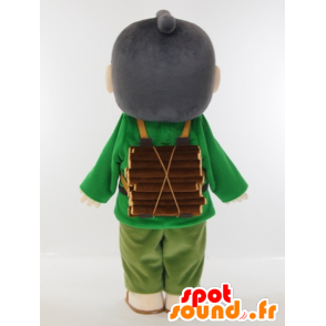 Mascotte de Ninomiya Sontokun, homme japonais portant du bois - MASFR27415 - Mascottes Yuru-Chara Japonaises