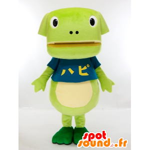 Happy-chan mascotte, groene kikker en wit - MASFR27420 - Yuru-Chara Japanse Mascottes