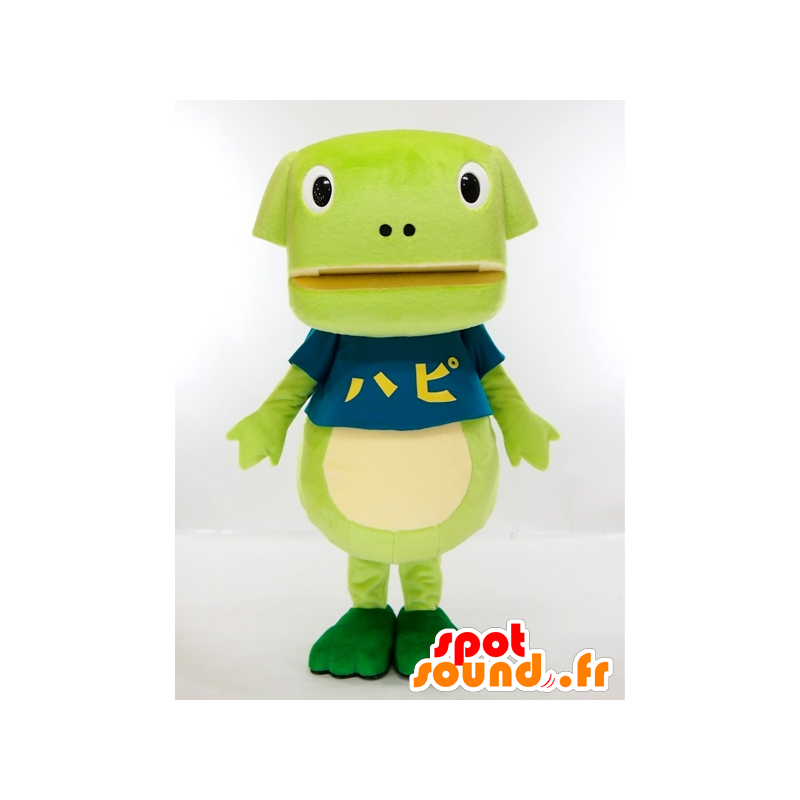 Happy-chan mascotte, groene kikker en wit - MASFR27420 - Yuru-Chara Japanse Mascottes