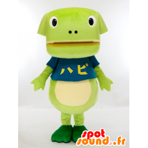 Happy-chan maskot, zelená žába a bílé - MASFR27420 - Yuru-Chara japonské Maskoti