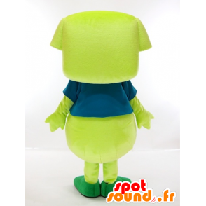 Happy-chan maskot, grøn og hvid frø - Spotsound maskot kostume