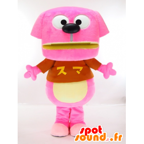 Happy-chan mascotte, roze en geel hond, fun - MASFR27421 - Yuru-Chara Japanse Mascottes