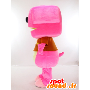 Happy-chan mascotte, roze en geel hond, fun - MASFR27421 - Yuru-Chara Japanse Mascottes
