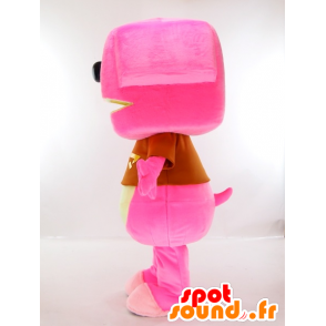 Happy-chan maskot, rosa og gul hund, moro - MASFR27421 - Yuru-Chara japanske Mascots