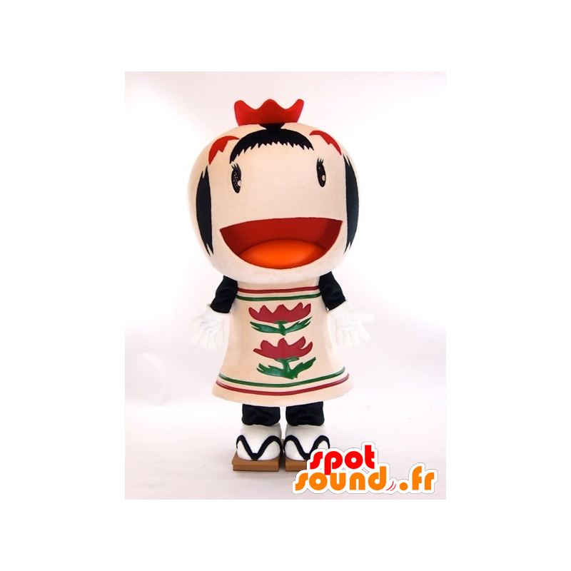 ゆるキャラマスコット日本人 の ナルコちゃんのマスコット うれしそうなピンクと黒のフラワーガール 色変更 変化なし 切る L 180 190センチ 製造前のスケッチ 2d 番号 服とは 写真にある場合 番号 付属品 番号