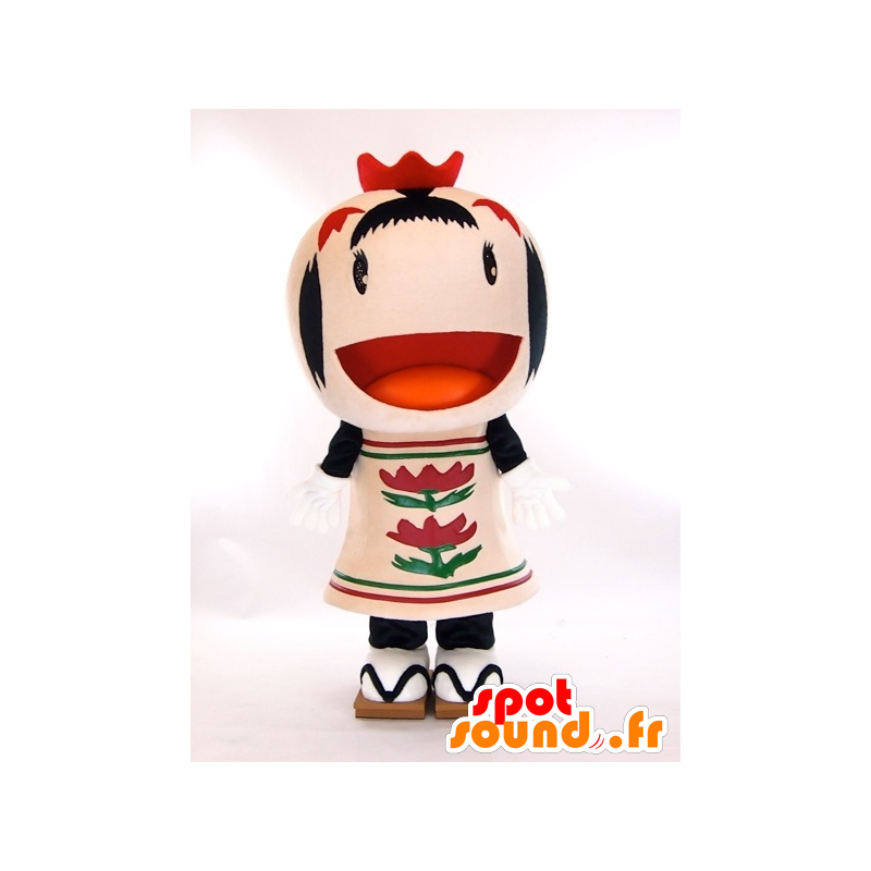 Mascotte de Nalco chan, fillette rose et noire fleurie et joyeuse - MASFR27424 - Mascottes Yuru-Chara Japonaises