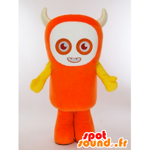 Beep-kun maskot, orange och gul man med horn - Spotsound maskot