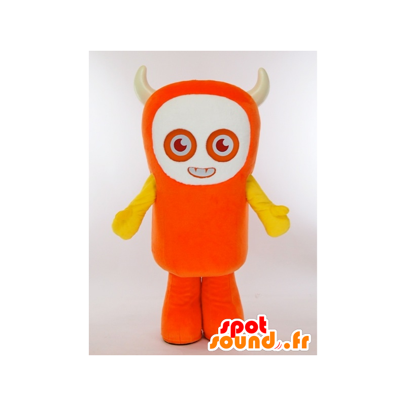 Beep-kun μασκότ, πορτοκαλί και κίτρινο τύπος με κέρατα - Ιαπωνικές μασκότ Yuru-Chara - MASFR27426 - SpotSound.fr