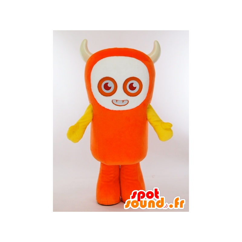Bip-kun maskot, orange og gul mand med horn - Spotsound maskot