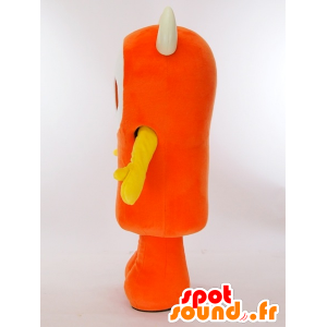 Beep-kun maskot, orange och gul man med horn - Spotsound maskot