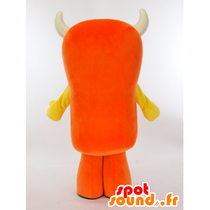 Beep-kun μασκότ, πορτοκαλί και κίτρινο τύπος με κέρατα - Ιαπωνικές μασκότ Yuru-Chara - MASFR27426 - SpotSound.fr