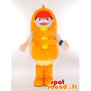 Mascotte de basket orange et jaune géant - MASFR27427 - Mascottes Yuru-Chara Japonaises