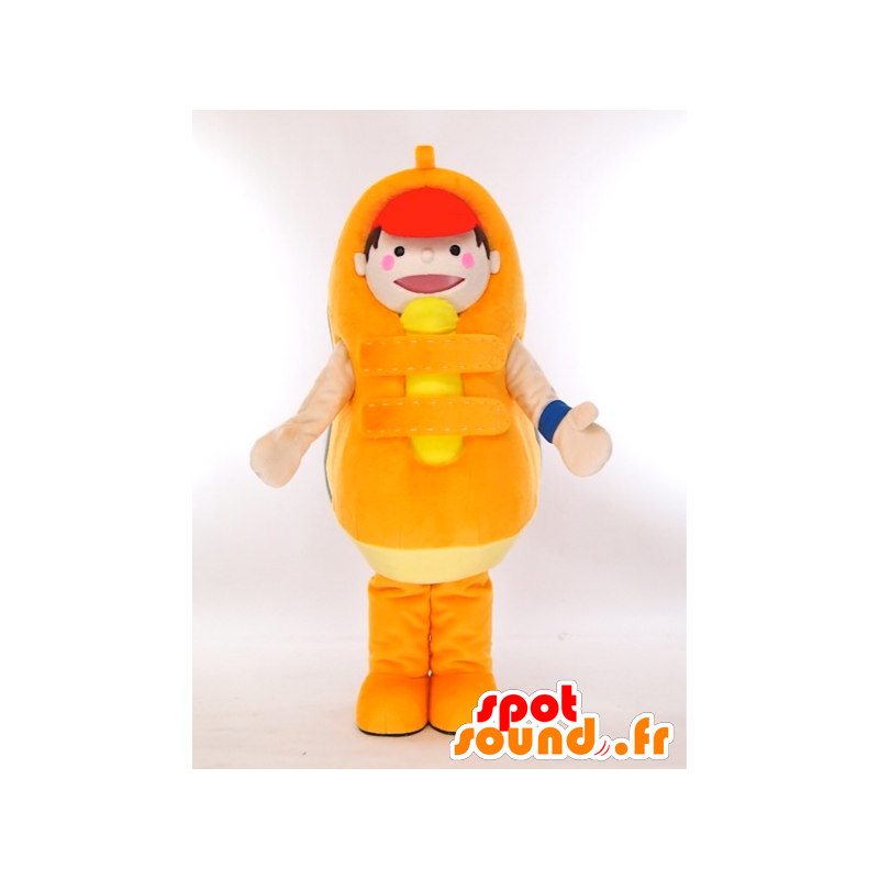 Mascotte de basket orange et jaune géant - MASFR27427 - Mascottes Yuru-Chara Japonaises