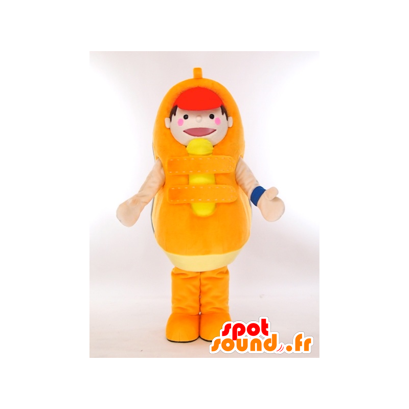 Kæmpe orange og gul basketballmaskot - Spotsound maskot kostume