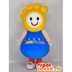 Mascot Asahi Kenko-kun, blauw en wit man met een voet - MASFR27428 - Yuru-Chara Japanse Mascottes