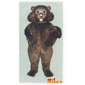Mascot castor marrom, realista e gordinho - MASFR007081 - Beaver Mascot
