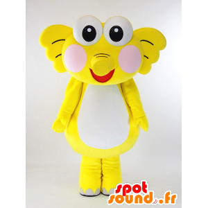 Mascotte giallo e bianco elefante, carino con grandi occhi - MASFR27430 - Yuru-Chara mascotte giapponese