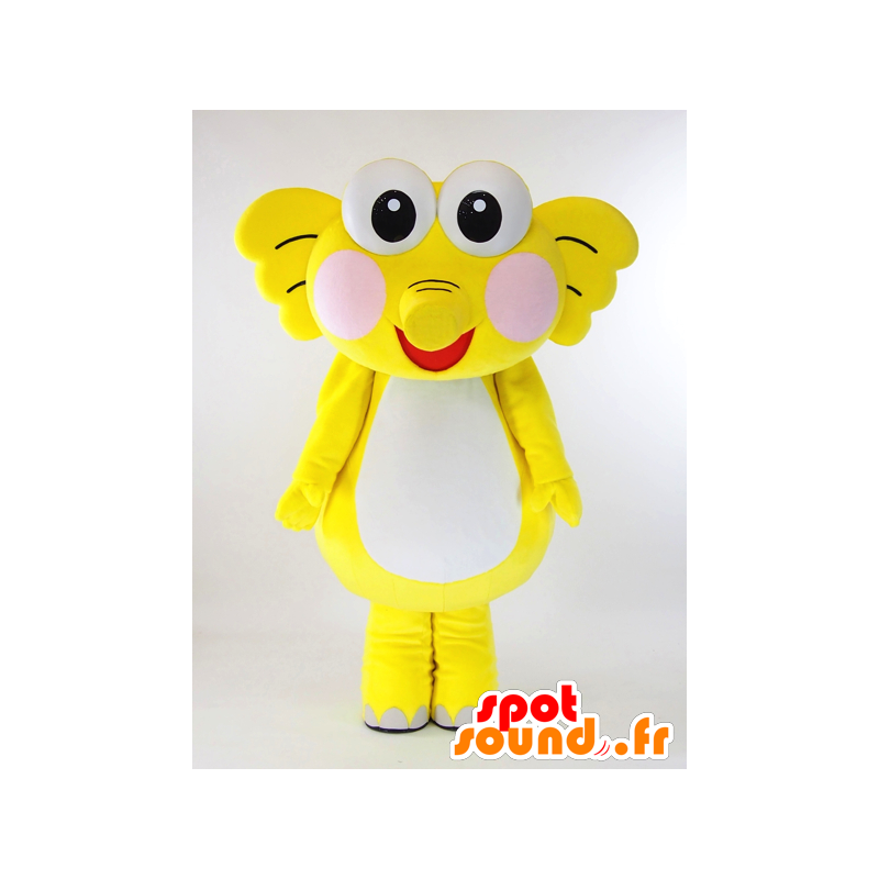 Mascotte d'éléphant jaune et blanc, mignon avec de grands yeux - MASFR27430 - Mascottes Yuru-Chara Japonaises
