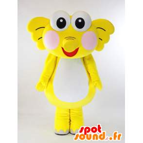 Mascot yellow and white elephant, cute with big eyes - MASFR27430 - Yuru-Chara Japanese mascots