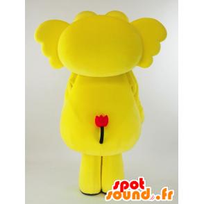 Mascotte giallo e bianco elefante, carino con grandi occhi - MASFR27430 - Yuru-Chara mascotte giapponese