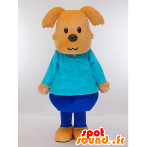 Mascot Yasubei Kun, brauner Hund gekleidet in blau - MASFR27435 - Yuru-Chara japanischen Maskottchen