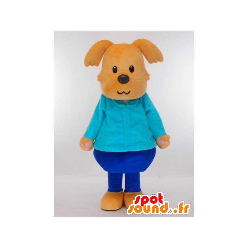 Yasubei kun maskot, brun hund klädd i blått - Spotsound maskot