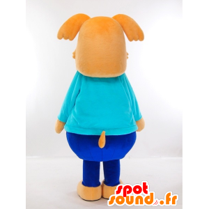 Mascotte de Yasubei kun, chien marron habillé en bleu - MASFR27435 - Mascottes Yuru-Chara Japonaises