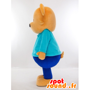 Mascotte de Yasubei kun, chien marron habillé en bleu - MASFR27435 - Mascottes Yuru-Chara Japonaises