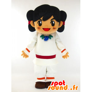 Cam-kun μασκότ, καφέ ινδική ντυμένη με ένα λευκό φόρεμα - MASFR27438 - Yuru-Χαρά ιαπωνική Μασκότ