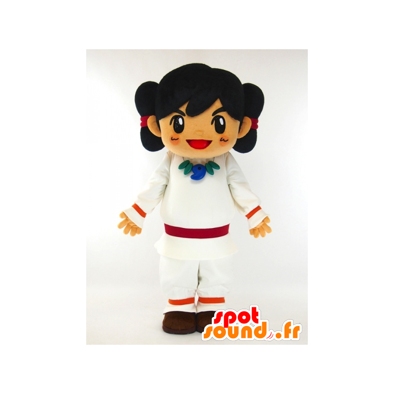 Cam-kun mascotte, bruin Indian gekleed in een witte jurk - MASFR27438 - Yuru-Chara Japanse Mascottes