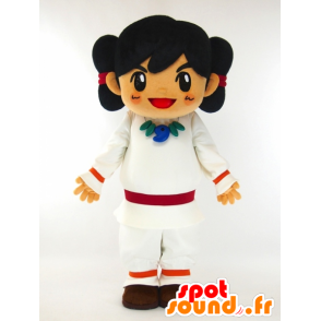 Cam-kun mascot, Indian brunette wearing a white dress - MASFR27438 - Yuru-Chara Japanese mascots