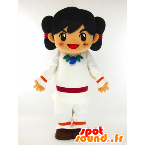 Cam-kun maskot, hnědý Indian oblečený v bílých šatech - MASFR27438 - Yuru-Chara japonské Maskoti