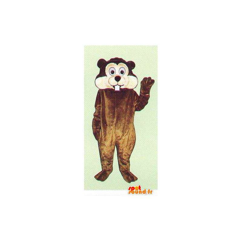 Brązowy i biały maskotka bóbr - MASFR007084 - Beaver Mascot