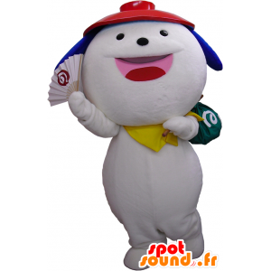 Grande mascote cão branco, redondo e bonito - MASFR27442 - Yuru-Chara Mascotes japoneses