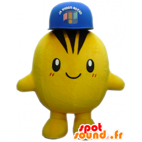Mascotte grote gele en bruine ronde man met een koptelefoon - MASFR27445 - Yuru-Chara Japanse Mascottes