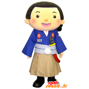 Mascotte de Liao Rond-kun, femme samouraï en tenue traditionnelle - MASFR27446 - Mascottes Yuru-Chara Japonaises