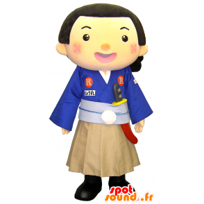 Liao Maskottchen Round-Kun, Samurai-Frau im traditionellen Kleid - MASFR27446 - Yuru-Chara japanischen Maskottchen