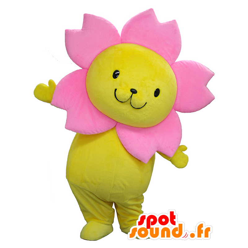 Mascotte de Sakurai Matsuri, fleur jaune et rose, très mignonne - MASFR27447 - Mascottes Yuru-Chara Japonaises