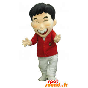 Mascot van de Japanse uitziende man lachen in rood en wit outfit - MASFR27448 - Yuru-Chara Japanse Mascottes