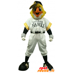 Maskot měkké bankovní Hawks, žluté a bílé sportovní hawk - MASFR27451 - Yuru-Chara japonské Maskoti