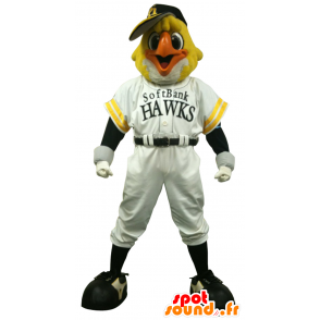 Mascot Miękkie bankowe Hawks, żółte i białe sportowe hawk - MASFR27451 - Yuru-Chara japońskie Maskotki