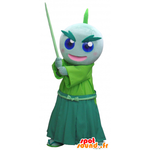 Groene mascotte mens met een zwaard en een boze blik - MASFR27452 - Yuru-Chara Japanse Mascottes
