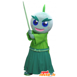 Mascotte de bonhomme vert avec un sabre et un air méchant - MASFR27452 - Mascottes Yuru-Chara Japonaises