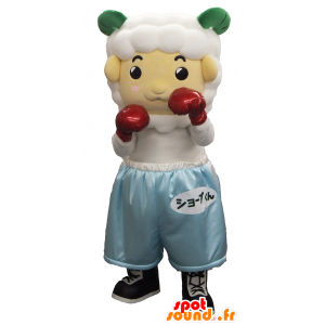 Mascot Shope-kun, hvid vædder i boksertøj - Spotsound maskot