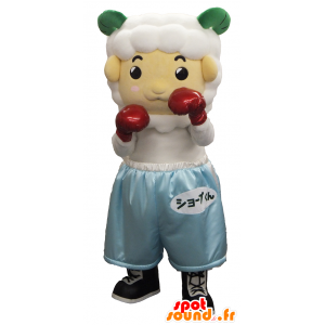 Μασκότ Shope-kun, λευκό κριάρι μπόξερ πραγματοποιήθηκε - Ιαπωνικές μασκότ Yuru-Chara - MASFR27455 - SpotSound.fr